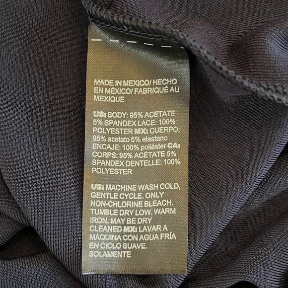 Chicos Travelers Midi Dress 2 Large Slinky Stretch Knit Lace Trim Navy Cruise - Picture 8 of 12